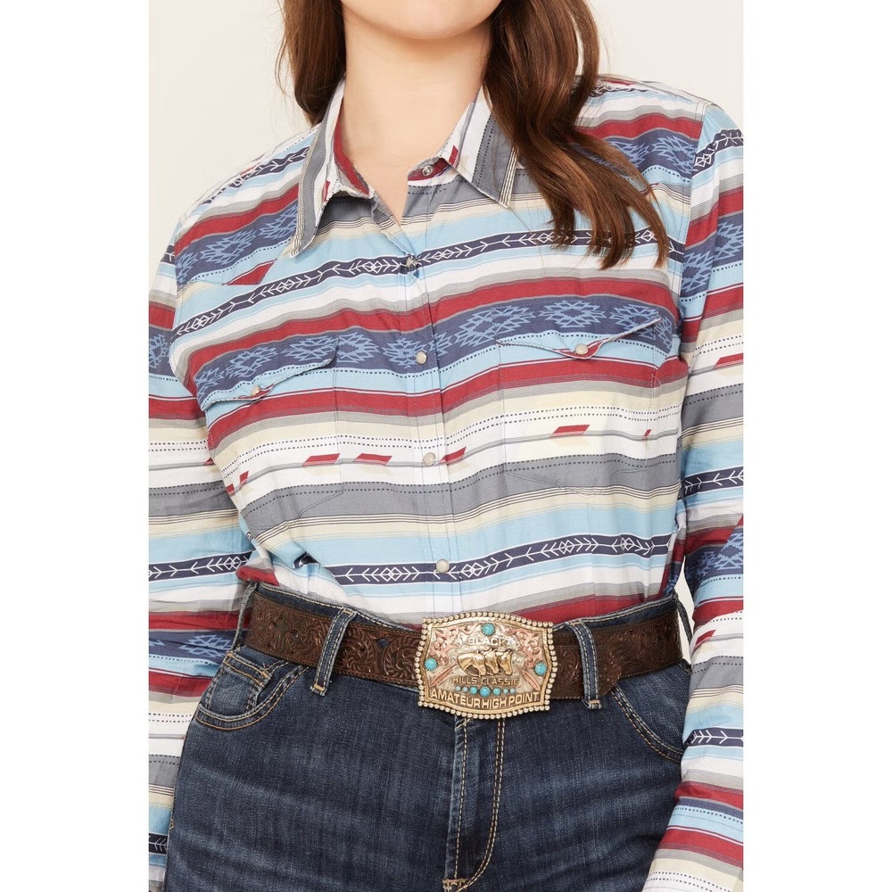 ROPER SOUTHWESTERN PRINT LONG SLEEVE SNAP WESTERN SHIRT Too Blouse azec Small
